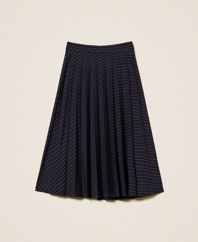 Pinstripe midi wrap-around skirt