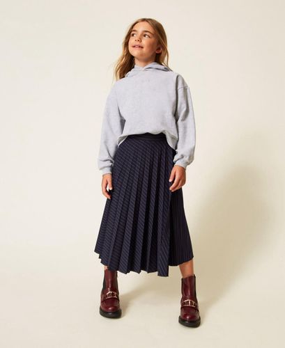 Pinstripe midi wrap-around skirt