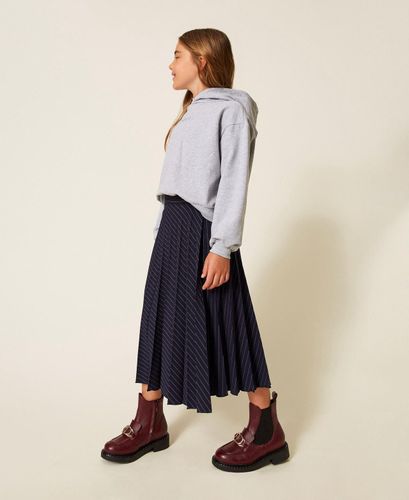 Pinstripe midi wrap-around skirt
