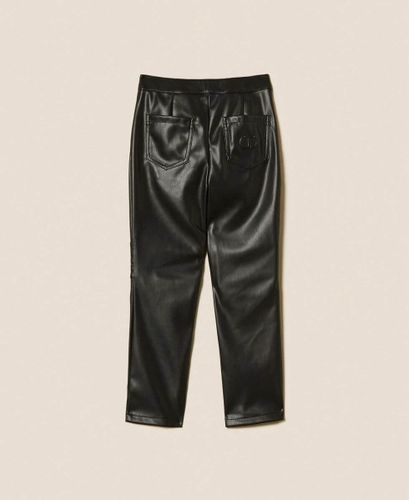 Faux leather trousers with stitching
