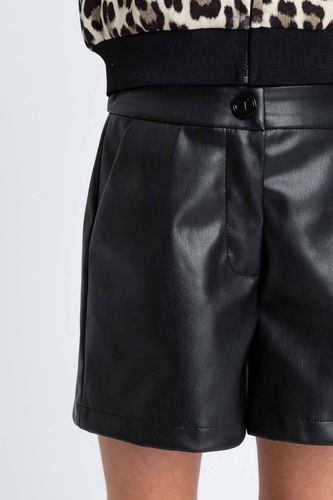 COATED leather shorts for girls 