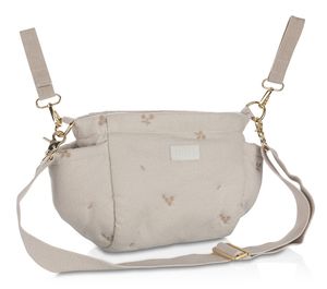 אירגונית מעוצבת לעגלות תינוק וטיולינים עם מקום לבקבוקים, רצועות תליה וכתף - אפור אבן עם רקמה