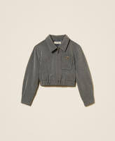 Cropped flannel jacket