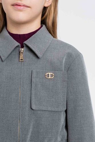 Cropped flannel jacket