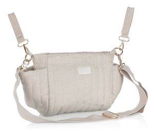 אירגונית מעוצבת לעגלות תינוק וטיולינים עם מקום לבקבוקים, רצועות תליה וכתף - אפור אבן קווילט