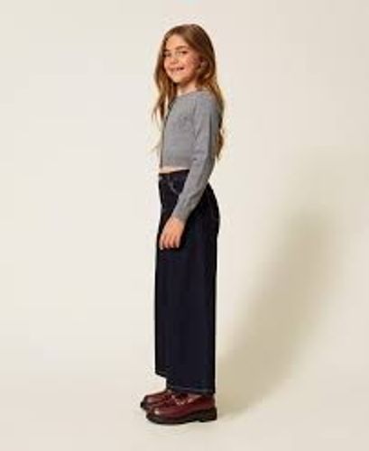 Wide leg five pocket jeans
