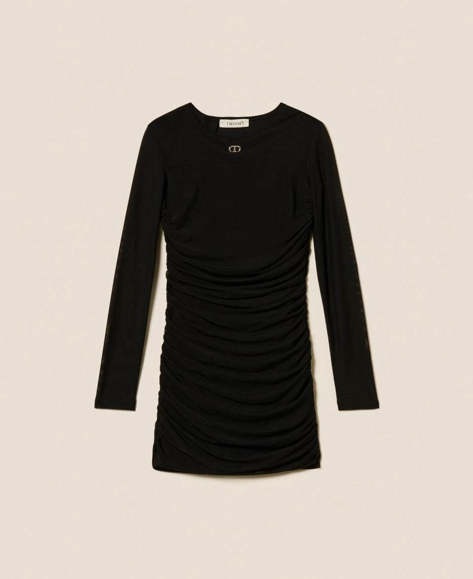 Short tulle dress with gathering