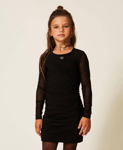 Short tulle dress with gathering