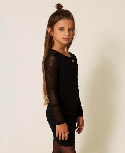 Short tulle dress with gathering