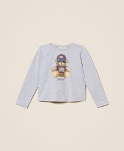 T-shirt with print and rhinestones