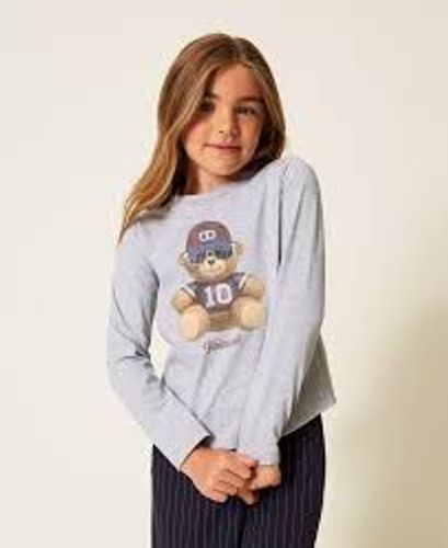 T-shirt with print and rhinestones