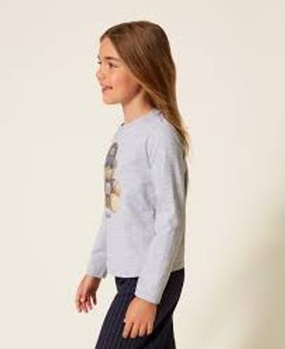 T-shirt with print and rhinestones