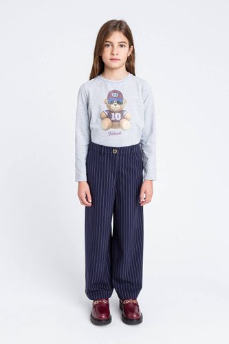 T-shirt with print and rhinestones