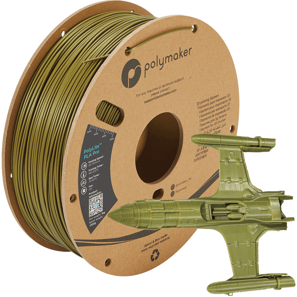 פילמנט ירוק צבאי 1 ק"ג 1.75 מ"מ - PolyLite PLA Pro Army Green