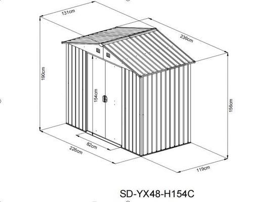 מחסן מתכת עובי דופן כפול דגם SD-YX48 1.31X2.36X1.90