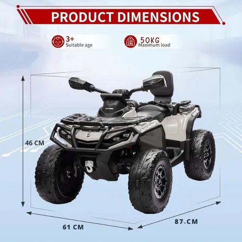 טרקטורון אאוטלנדר CAN AM Outlander 24V חשמלי לילדים עם צמיגי EVA, אורות ומערכת מולטימדיה - שחור/צהוב
