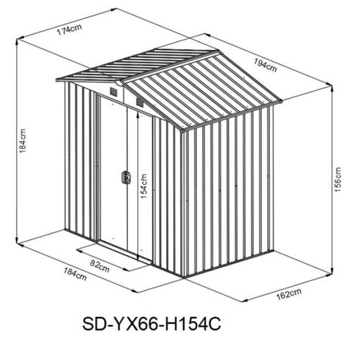 מחסן מתכת פרמיום דגם  1.74X1.94X1.84 מטר דגם SD-YX66