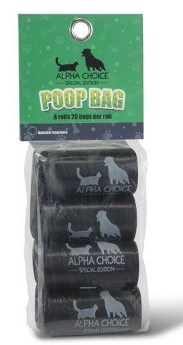אלפא צ'ויס שקיות לאיסוף צרכים 8 גלילים - ALFA CHOICE Cleen Up Poop Bags