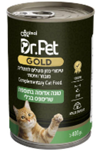 שימורי דר' פט גולד טונה אדומה ושרימפס לחתולים 400 גרם - DR PET GOLT