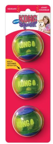 משחק לכלב שלישיית כדורי קונג אקשן בינוניים - Kong Squeezz Action Ball