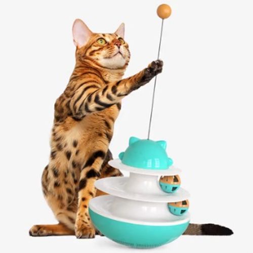 נחום תקום פרמידה לחתול - Tumbler Rolling Track Ball Indoor Cat Toy