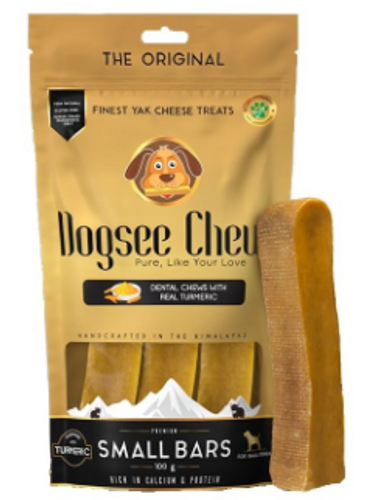 חטיף לכלבים שלישיית עצמות יאק קטנות 100 גרם - Dogsee Chew Turmeric Small Bars