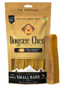 חטיף לכלבים שלישיית עצמות יאק קטנות 100 גרם - Dogsee Chew Turmeric Small Bars