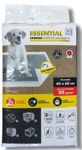 פדים קרבון לאימון גורי כלבים עם פחם 30 יחידות - essential carbon