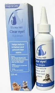 נוזל לניקוי כתמי דמעות ולהרגעת העיניים - Ultra Vet Clear Eye