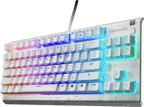 מקלדת גיימינג קטנה SteelSeries Apex 3 TKL RGB - צבע לבן 