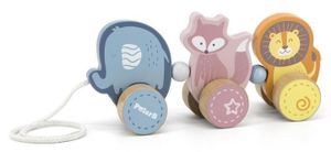 רכבת חיות מעץ לעידוד זחילה / הליכה