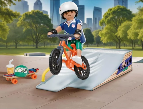 משחק פליימוביל רוכב עם רמפה, סקייטבורד ו-BMX לגילאי 4+