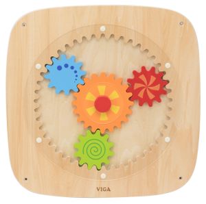 לוח משחק ופעילות מעץ לתלייה - גלגלי שיניים