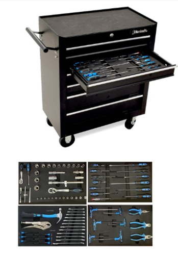 עגלת כלים מקצועית 6 מגירות כולל 79 כלים HUNTER 170119-003