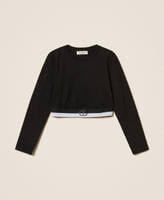 Cropped T-shirt with Oval T logo