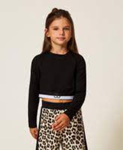 Cropped T-shirt with Oval T logo