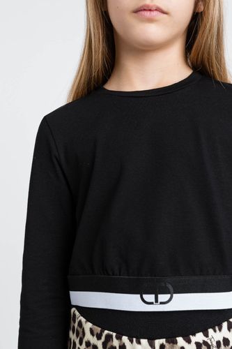 Cropped T-shirt with Oval T logo