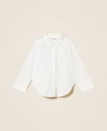 Oversize poplin shirt with rhinestones