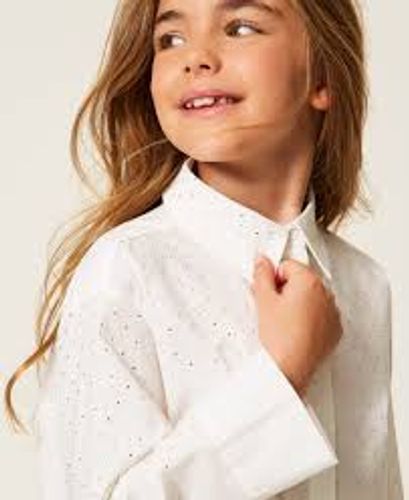 Oversize poplin shirt with rhinestones