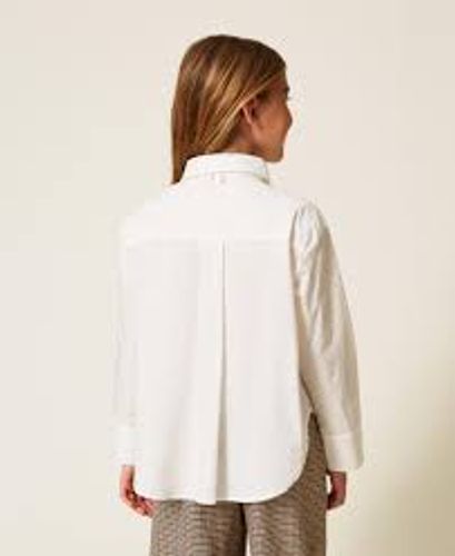 Oversize poplin shirt with rhinestones