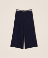 Knit trousers with two-tone stripes