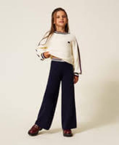 Knit trousers with two-tone stripes
