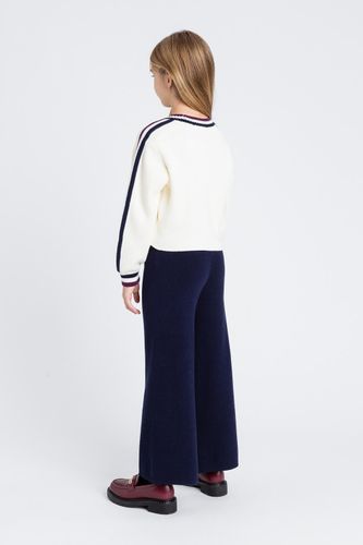 Knit trousers with two-tone stripes