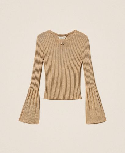 Pleated jumper with lurex
