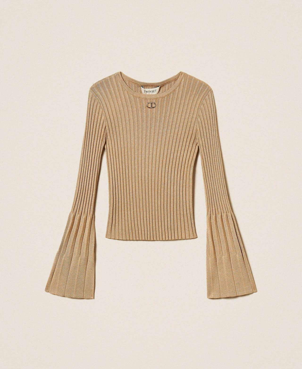 Pleated jumper with lurex