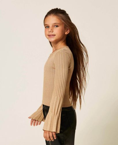 Pleated jumper with lurex