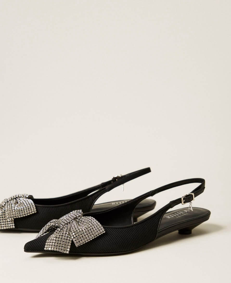 Slingbacks with rhinestone bow