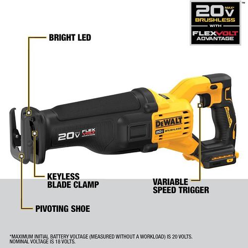 גוף משור חרב 20V נטען דיוולט 386 