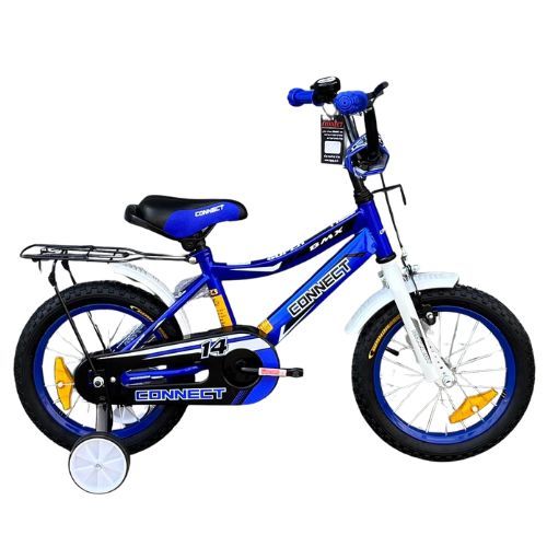 אופניים לילדים קונקט 14 אינץ' עם גלגלי עזר לגילאי 3-4 - כחול
