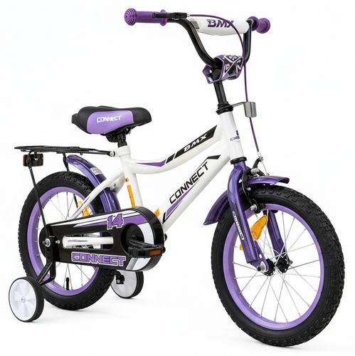 אופניים לילדים קונקט 16 אינץ' עם גלגלי עזר לגילאי 4-5 - סגול